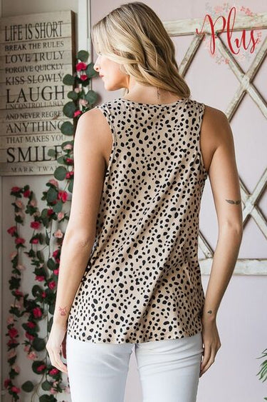 Front Button Animal Print Sleeveless Blouse